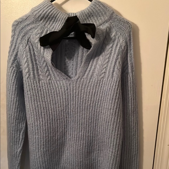 FRNCH Blue Turtleneck Cable Knit Sweater - Picture 2 of 7